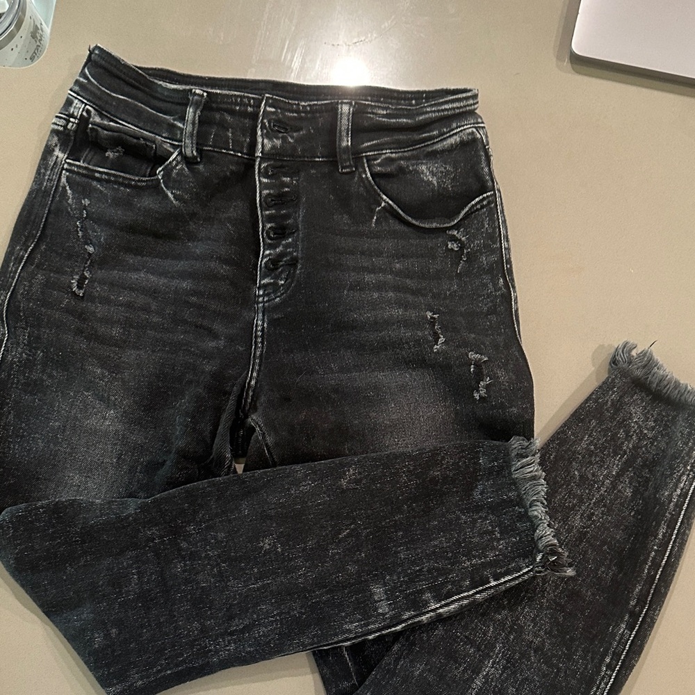 KanCan Black Distressed Jeans size 27 skinny ankle high rise